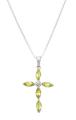 Peridot & Diamond Cross Pendant Necklace